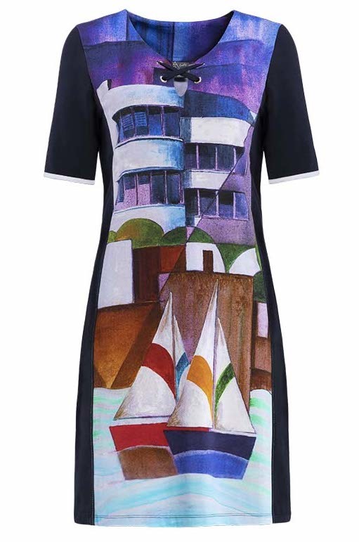 Simply Art Dolcezza: Sandycove Harbor Abstract Art Flared Dress/Tunic SOLD OUT DOLCEZZA_SA_19606