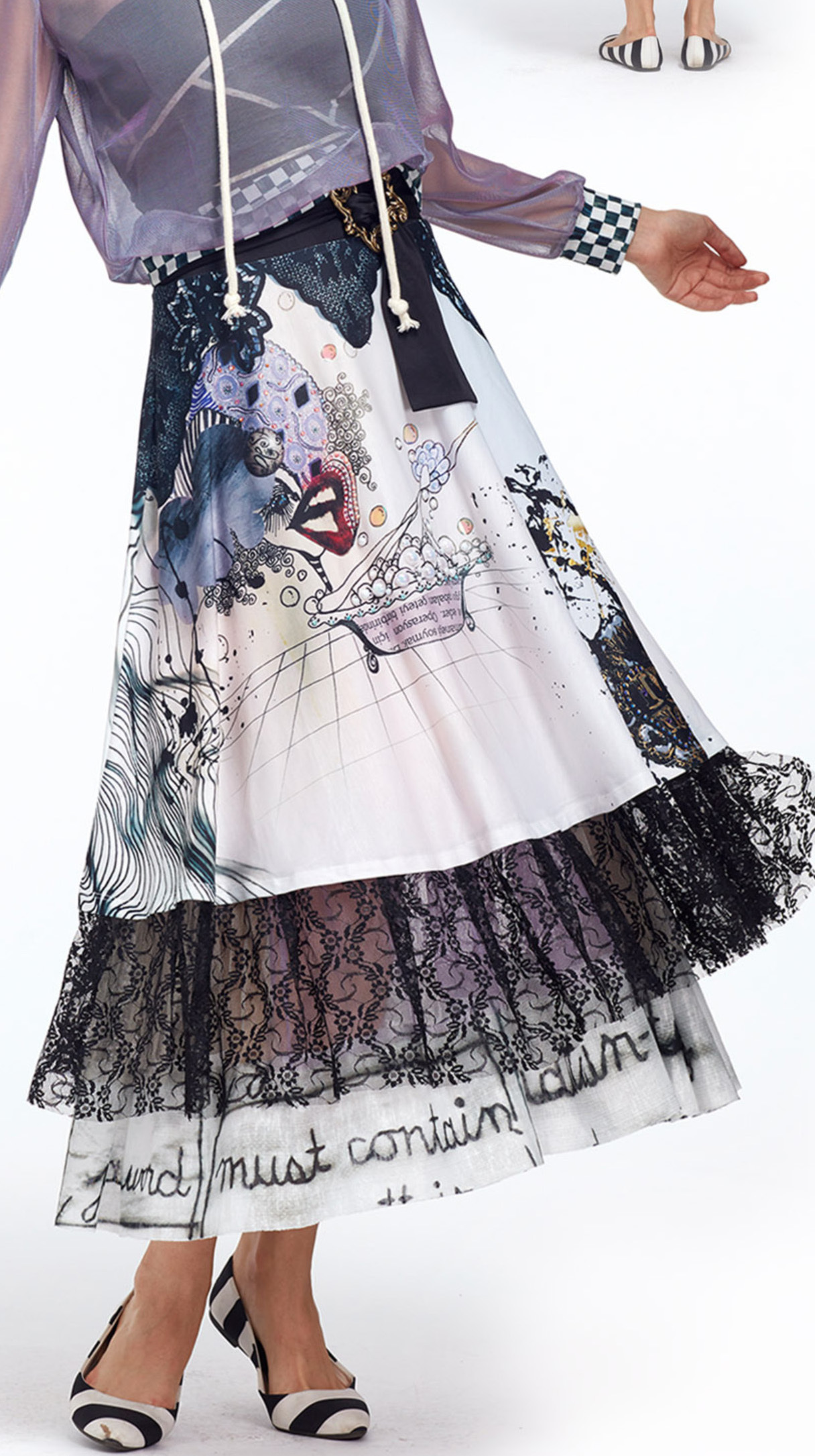 IPNG: Love Me Black High Waisted Bejeweled Illusion Maxi Skirt IPNG_LMBSKH-079