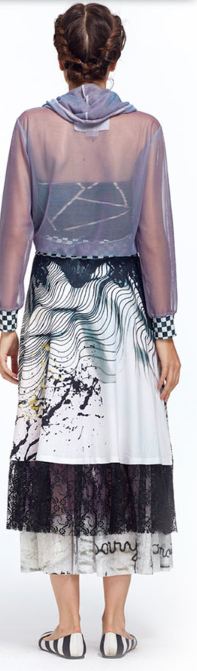 IPNG: Love Me Black High Waisted Bejeweled Illusion Maxi Skirt