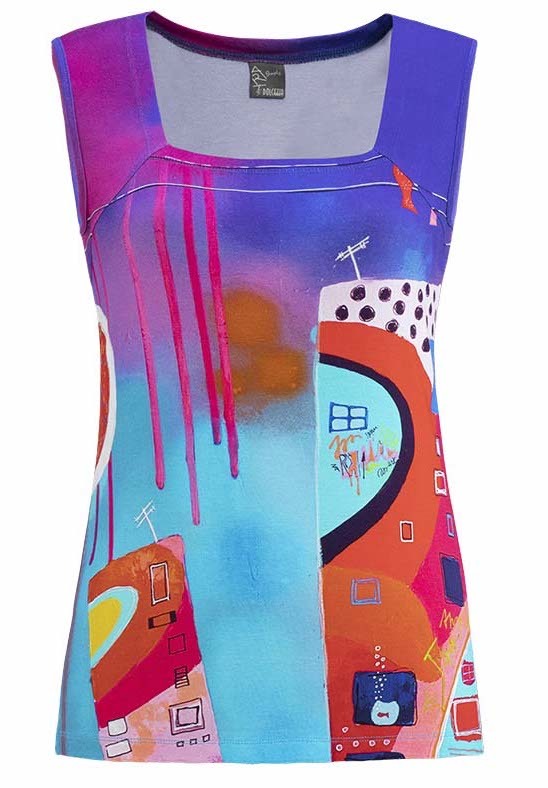 Simply Art Dolcezza: Fuschia Paint Spill Abstract Art Top SOLD OUT DOLCEZZA_SA_19630