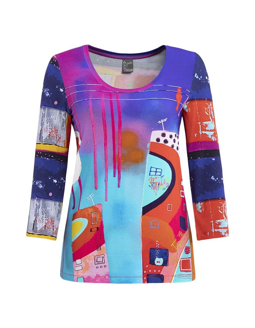 Simply Art Dolcezza: Fuschia Paint Spill Abstract Art Tunic (1 Left!) DOLCEZZA_SIMPLY_ART19631
