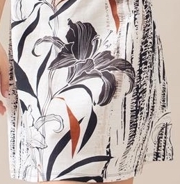 Maloka: Black Lily Sketch Art Colorblock Linen Midi Dress