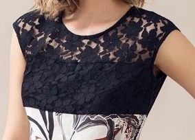 Maloka: Black Lily Sketch Art Colorblock Linen Midi Dress
