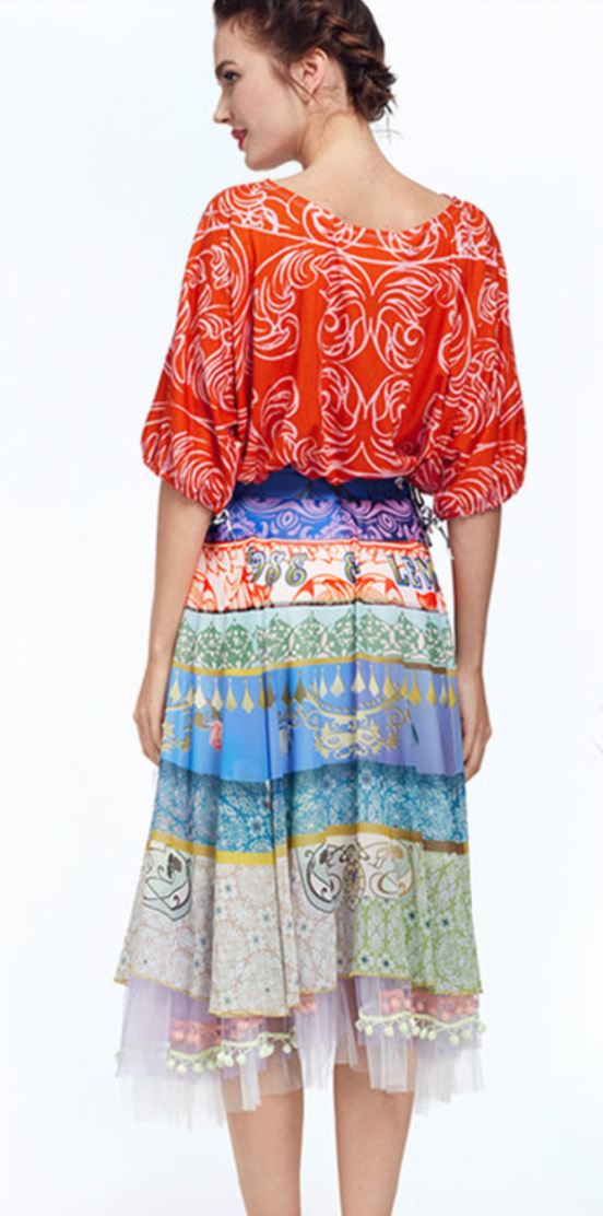 IPNG: Bow Tied Lokoometric Illusion Midi Skirt