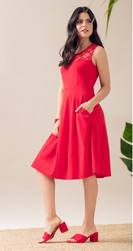 Maloka: Rose Mesh Decolletage Pocket Dress (Many Colors!)