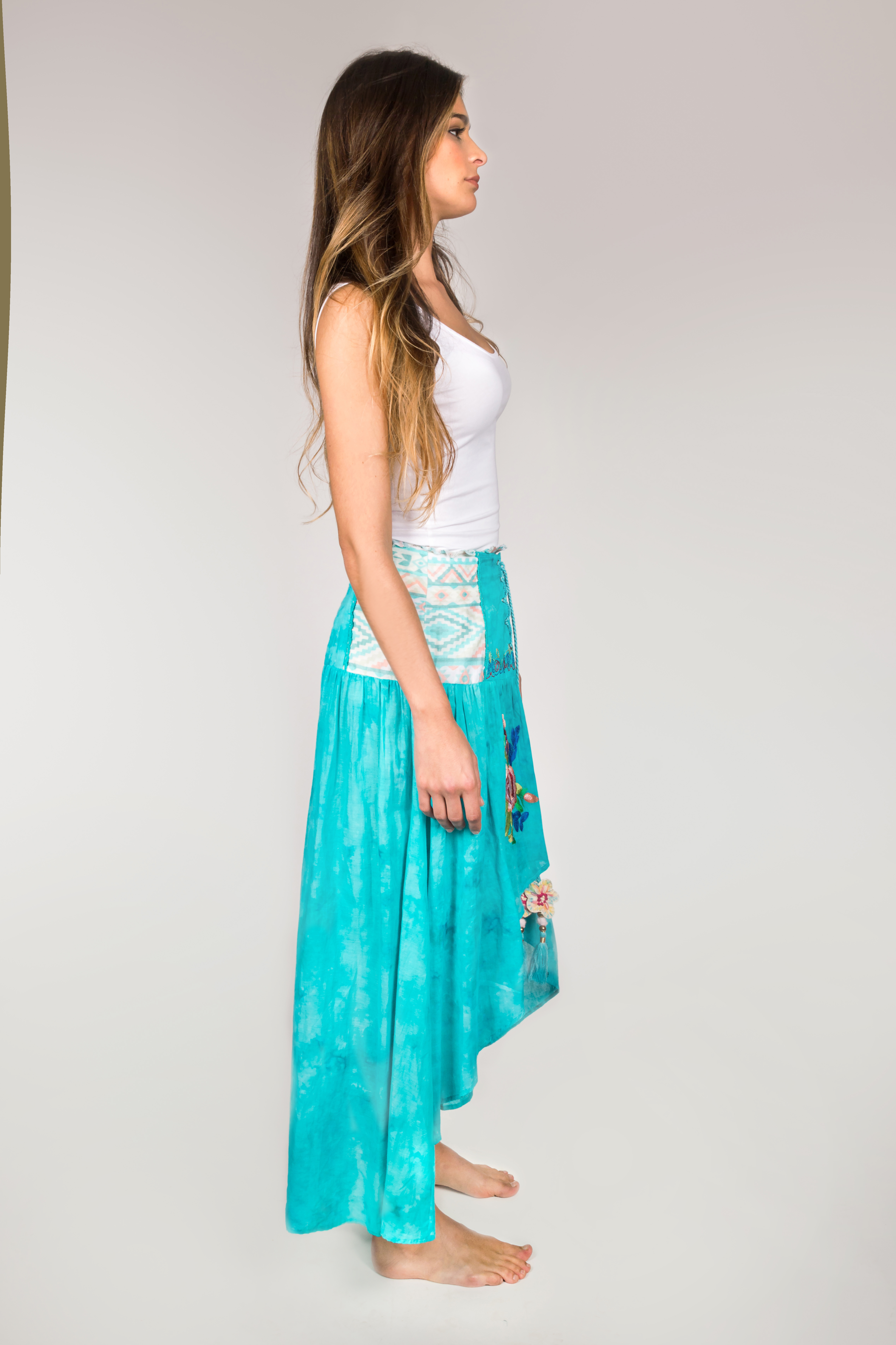 Shoklett: High Low Corset Waist Sea Flower Skirt Sherlyn