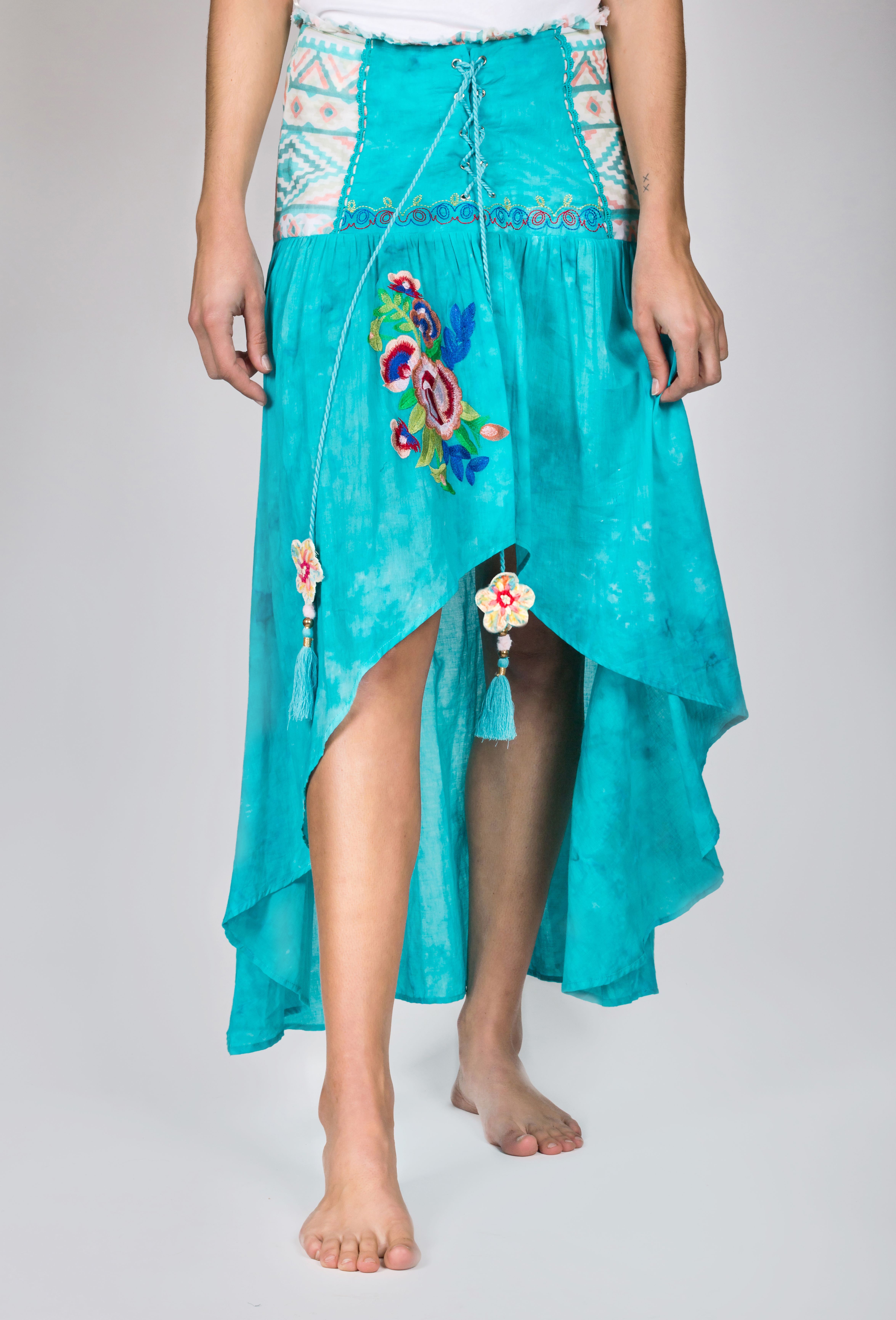 Shoklett: High Low Corset Waist Sea Flower Skirt Sherlyn SHOKLETT_23S19SK