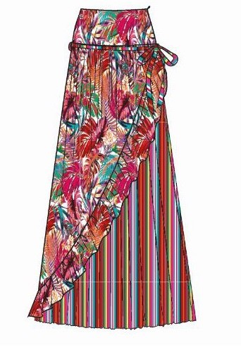 Paul Brial: Jungle Of Pink Purple Blooms Maxi Skirt