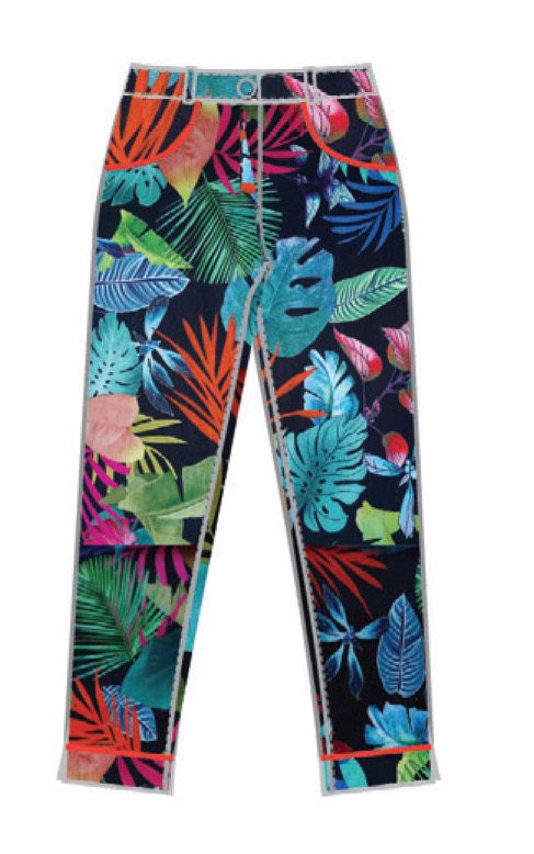 Paul Brial: Jungle Of Pink Purple Blooms Cropped Pants