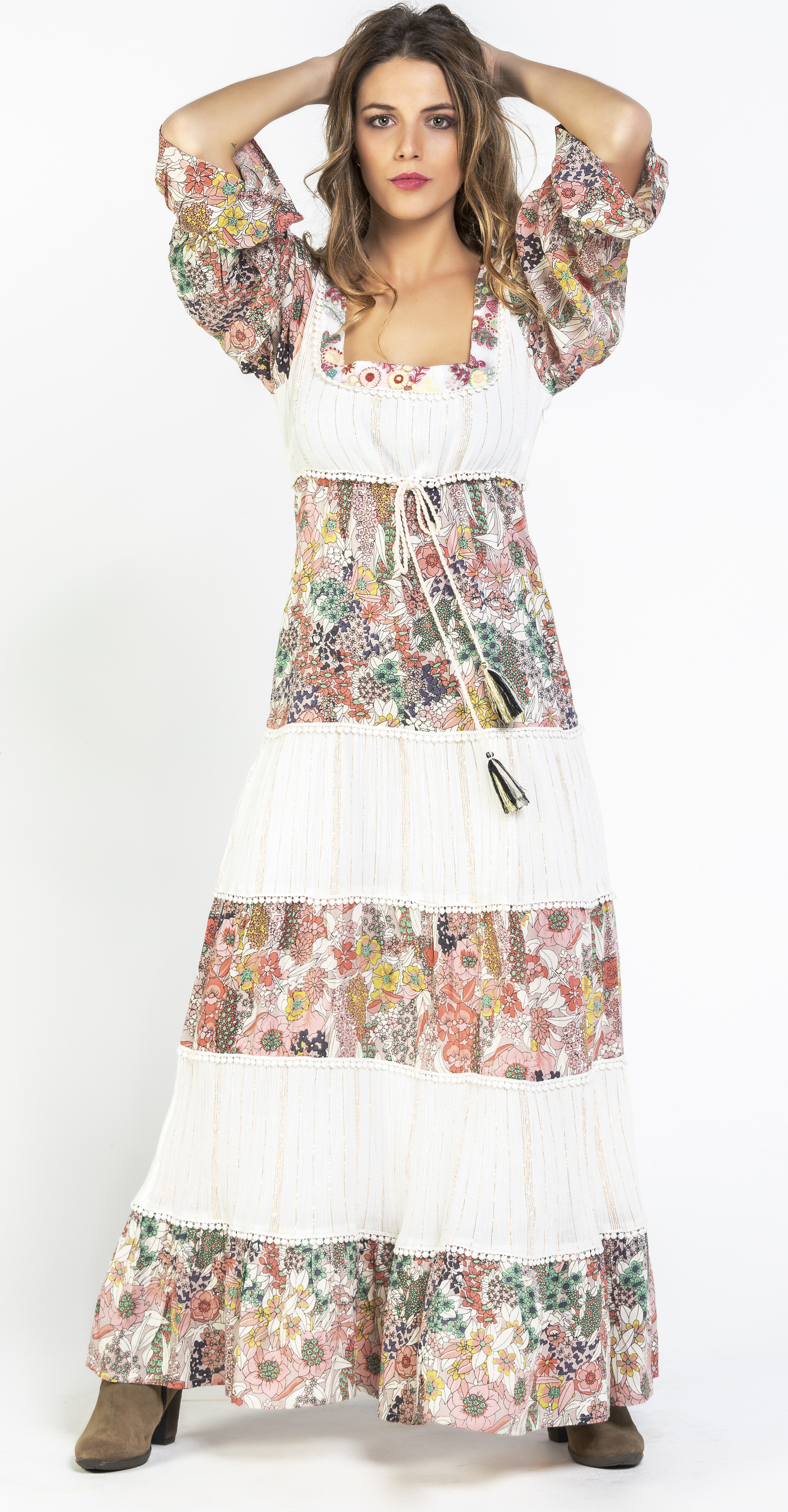 Savage Culture: Pink Daffodil Long Beach Maxi Dress SAVAGE_36010