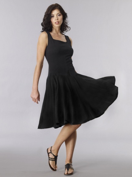 Luna Luz: Godet Dyed Square Neck Dress (Many Colors, Some Ship Immed!) LL_5533_SOLID_N2