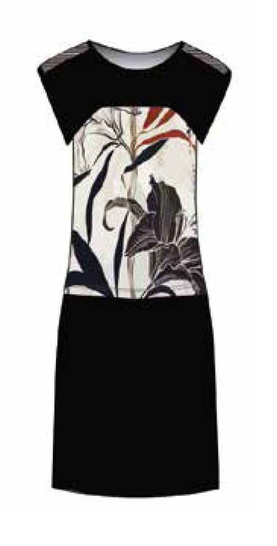 Maloka: Lily Sketch Art Colorblock Linen Stretch Dress