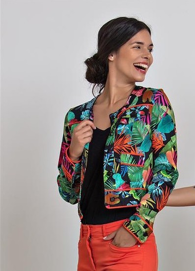 Paul Brial: Jungle Of Pink Purple Blooms Short Jacket (2 Left!) PB_PAMPLEMOUSSE