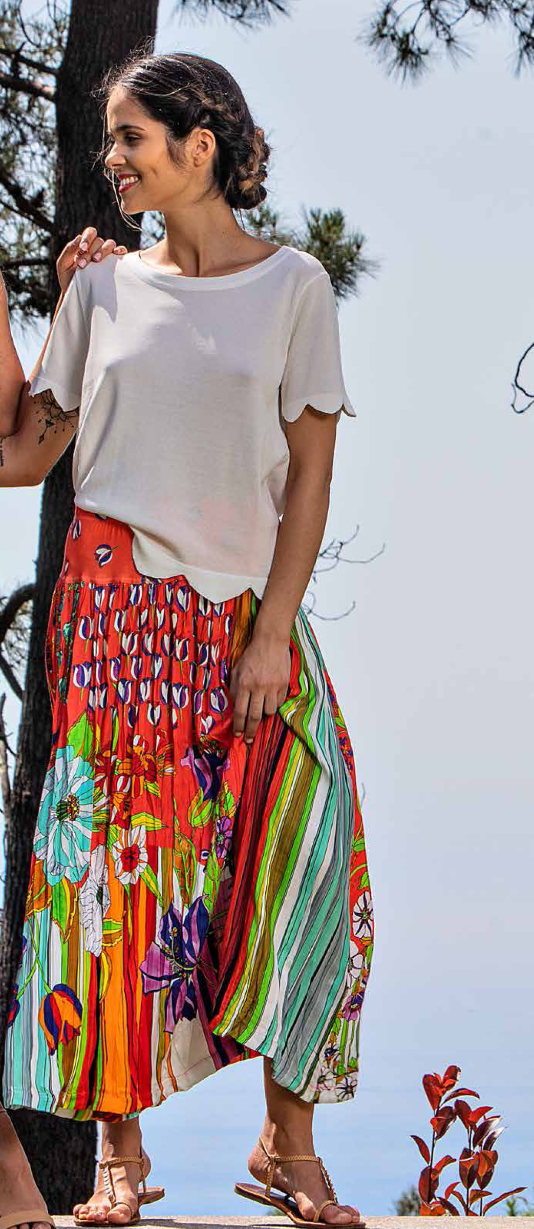 Paul Brial: Tantalizing Crinkled Patchwork Of Tulips Maxi Skirt (1 Left!) PB_ETAMINE