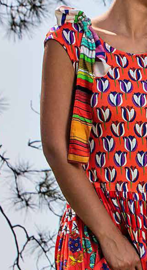 Paul Brial: Tantalizing Crinkled Patchwork Of Tulips Maxi Dress (1 Left!)