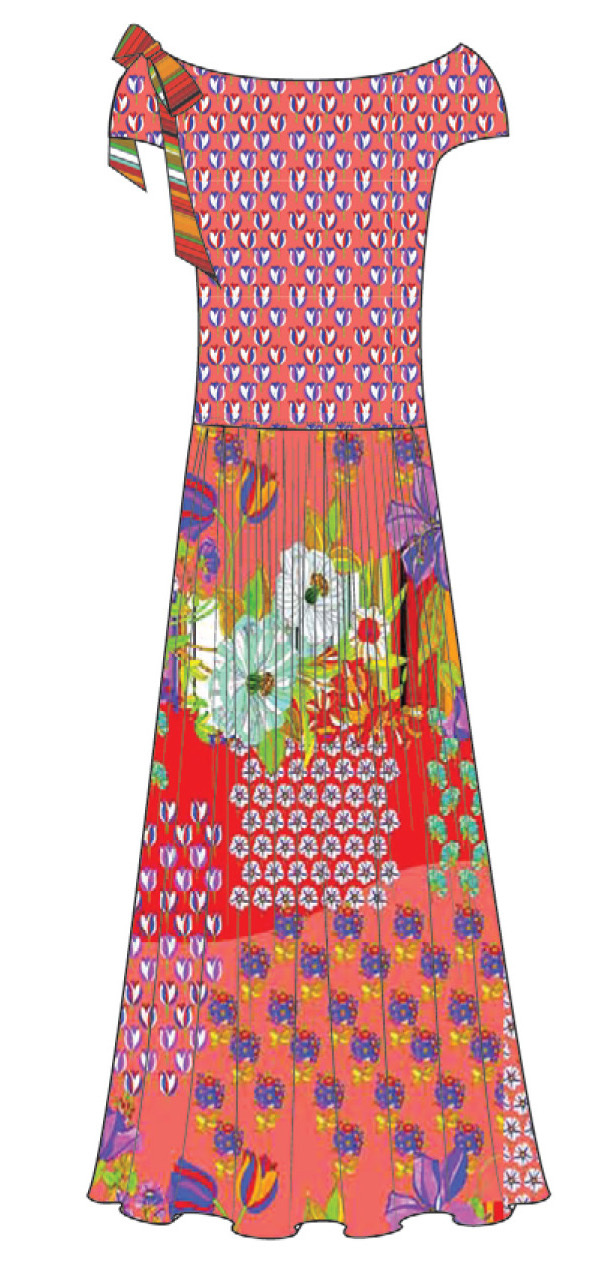 Paul Brial: Tantalizing Crinkled Patchwork Of Tulips Maxi Dress (1 Left!)