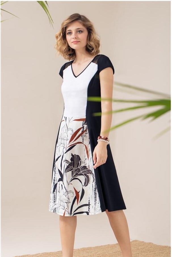 Maloka: Black Lily Sketch Art Mixed Media Midi Dress MK_YAELE