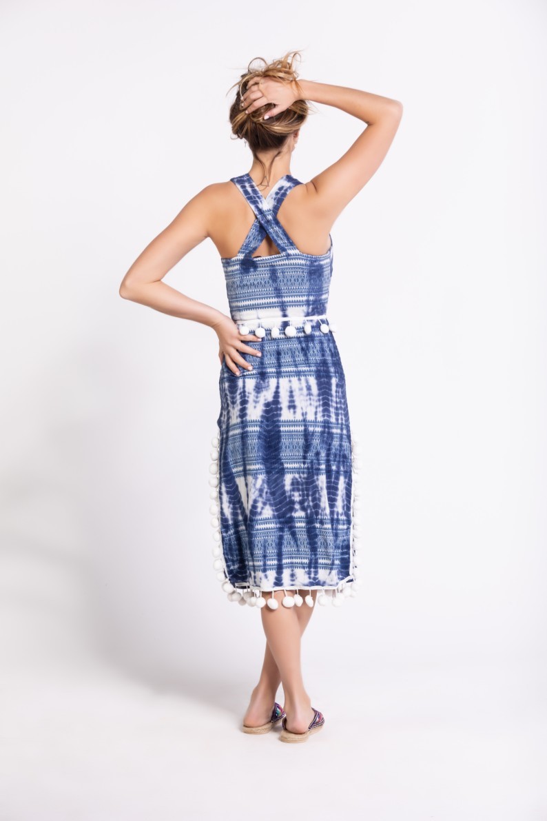 Savage Culture: Bubbles Tie Dye Cotton Midi Dress Downey