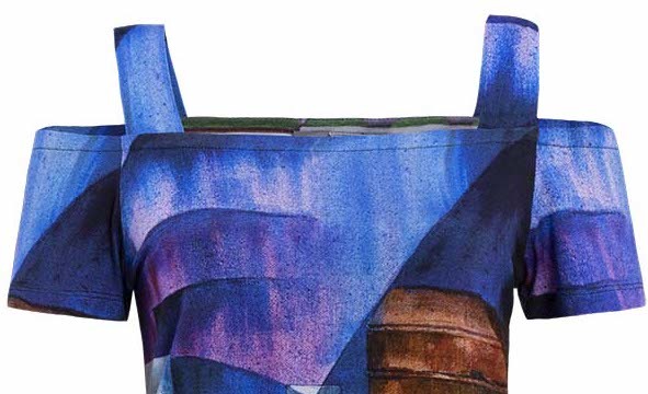 Simply Art Dolcezza: Sandycove Harbor Abstract Art Cold Shoulder Tunic