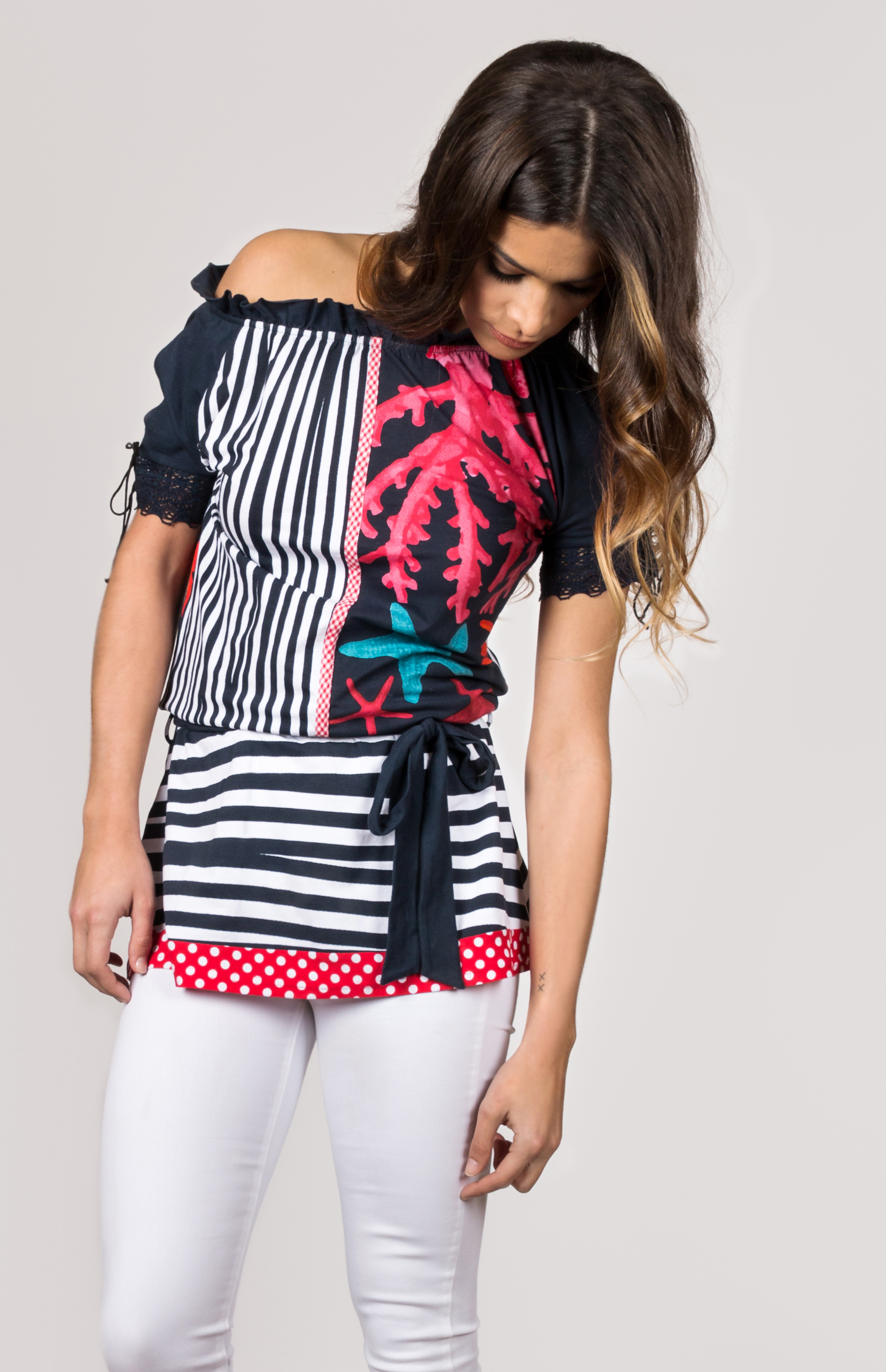 Shoklett Spain: Pink Coral Cotton Shoulder Cut Out Tied Tunic SHOKLETT_10081S19TS
