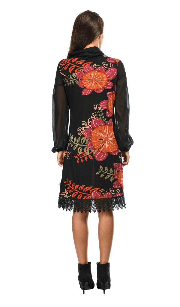 Savage Culture: Orange Cosmos Embroidered Blouson Dress Lola (1 Left!)