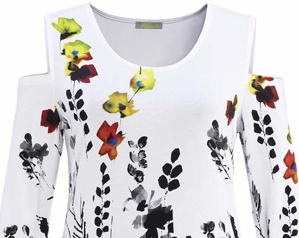 Dolcezza: Stunning Ink Floral Designed Cold Shoulder Tunic (1 Left!)