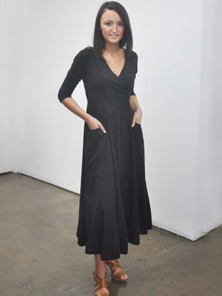 Luna Luz: Short Sleeve Cross Over Bodice Long Dress (Ships Immed, Few Left!)