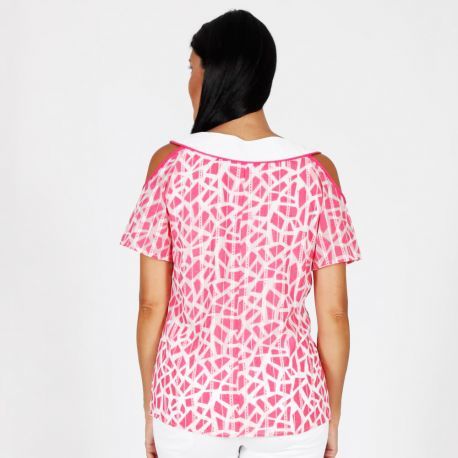 S'Quise Paris: Fuschia Diamonds Cold Shoulder Top SOLD OUT
