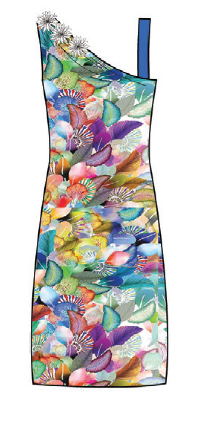 Paul Brial: Colors Of The Water Lily Asymmetrical Dress
