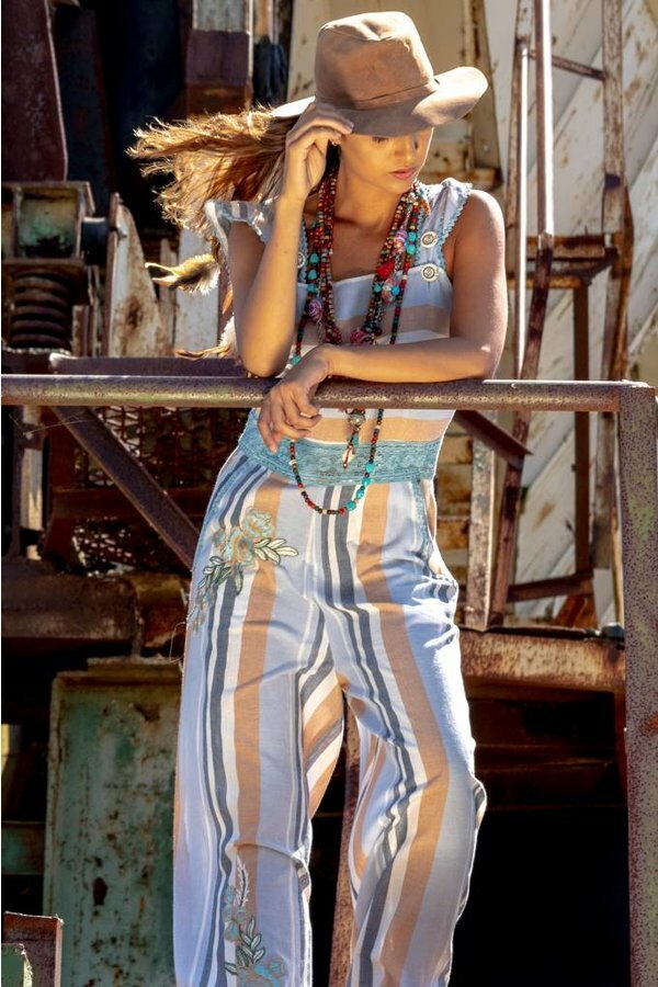 Savage Culture: Blue Desert Rose Wide Leg Jumpsuit Downey SAVAGE_36051_N