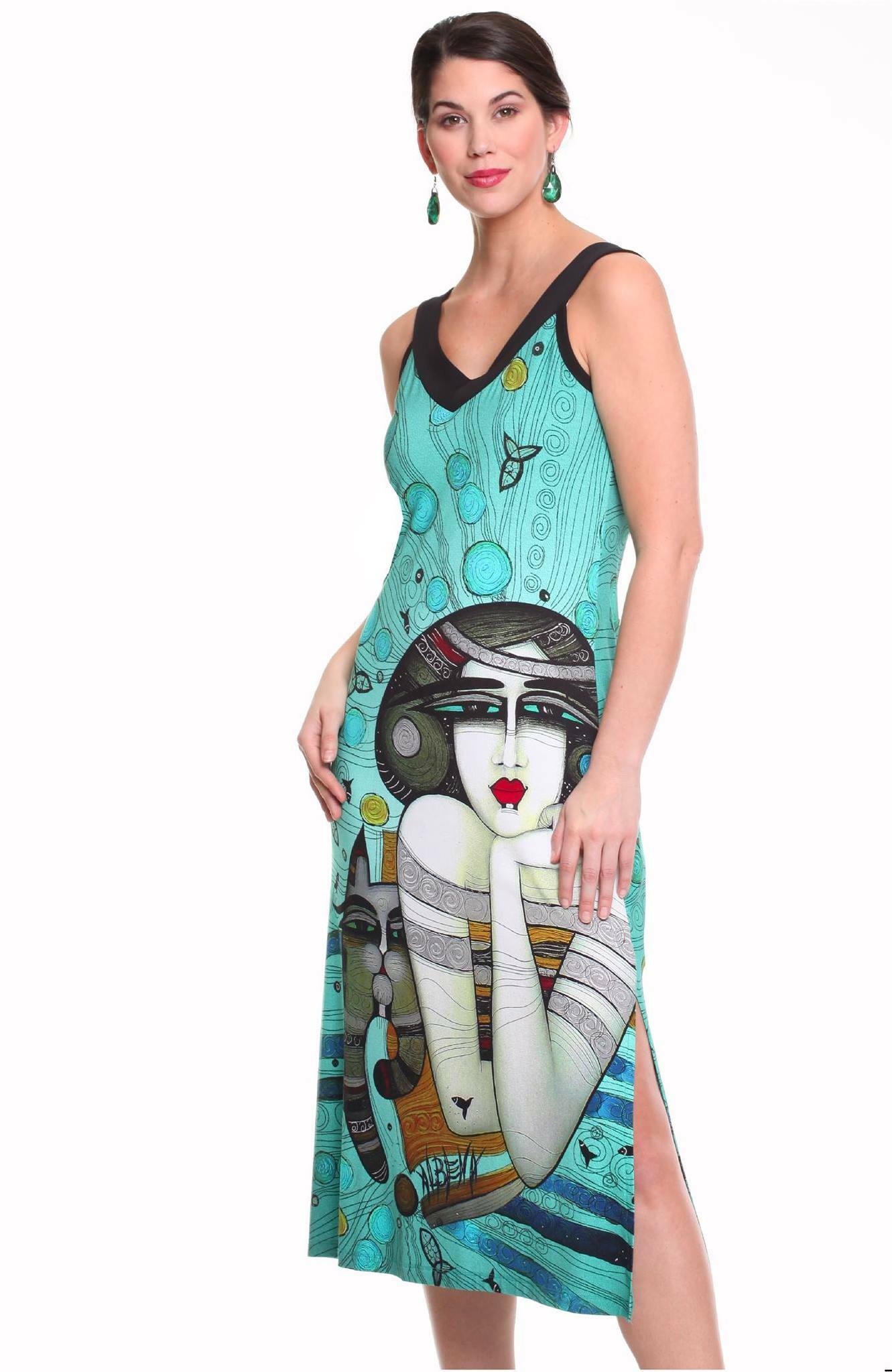 Dolcezza Simply Art: Mermaid Dreamings Flared Art Dress (1 Left!) DOLCEZZA_SIMPLYART_19642_N