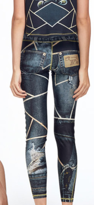 IPNG: Love Me Black Ripped Jewels Denim Illusion Legging