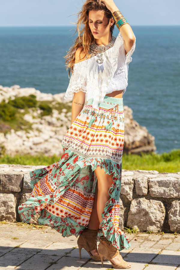 Savage Culture: Crocheted High Low Maxi Skirt SAVAGE_36707F