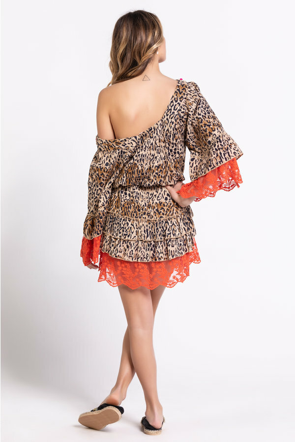 Savage Culture: Pink Orange Leopard Lace Dress/Tunic