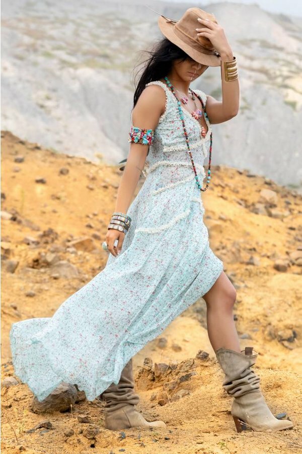 Savage Culture: Baby Roses Boho Chic Riverside Maxi Dress SAVAGE_36081