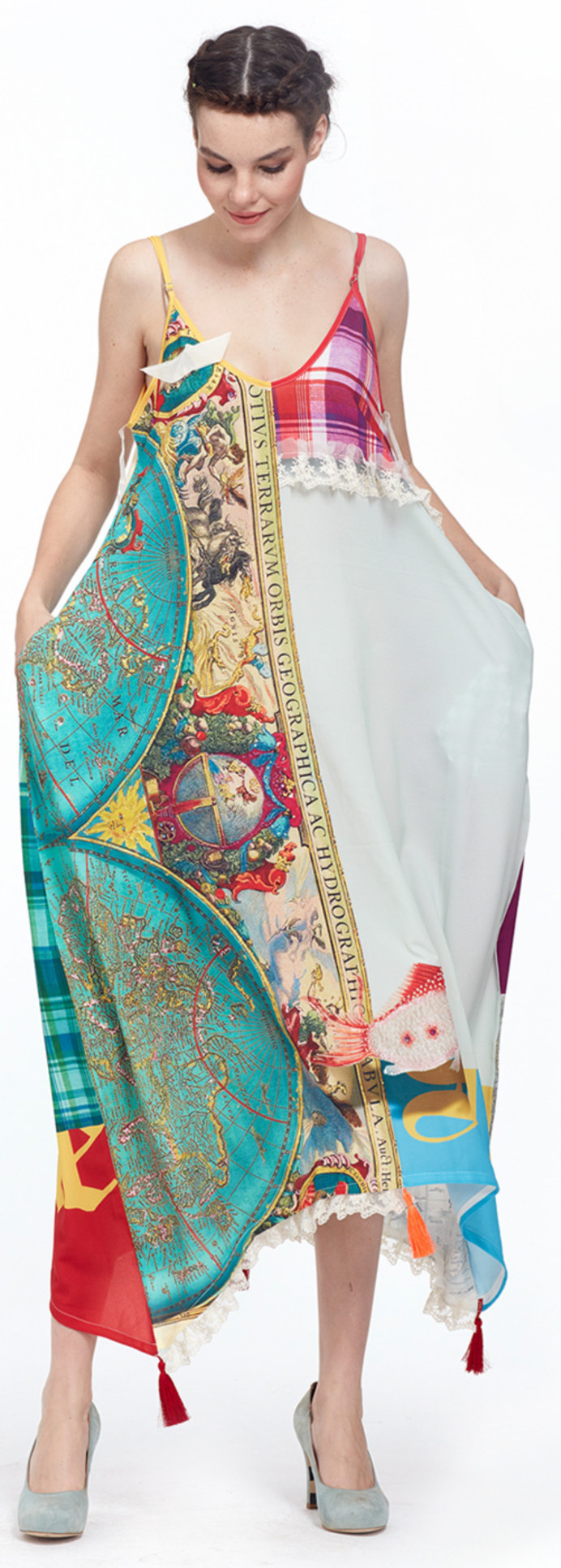 IPNG: The World At Your Paper Boat Trip Pocket Four Corners Maxi Dress (Some Ship Immed!) IPNG_PBTDVN-006