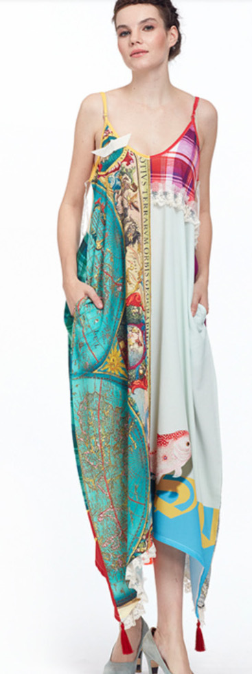 IPNG: The World At Your Paper Boat Trip Pocket Four Corners Maxi Dress (Some Ship Immed!)
