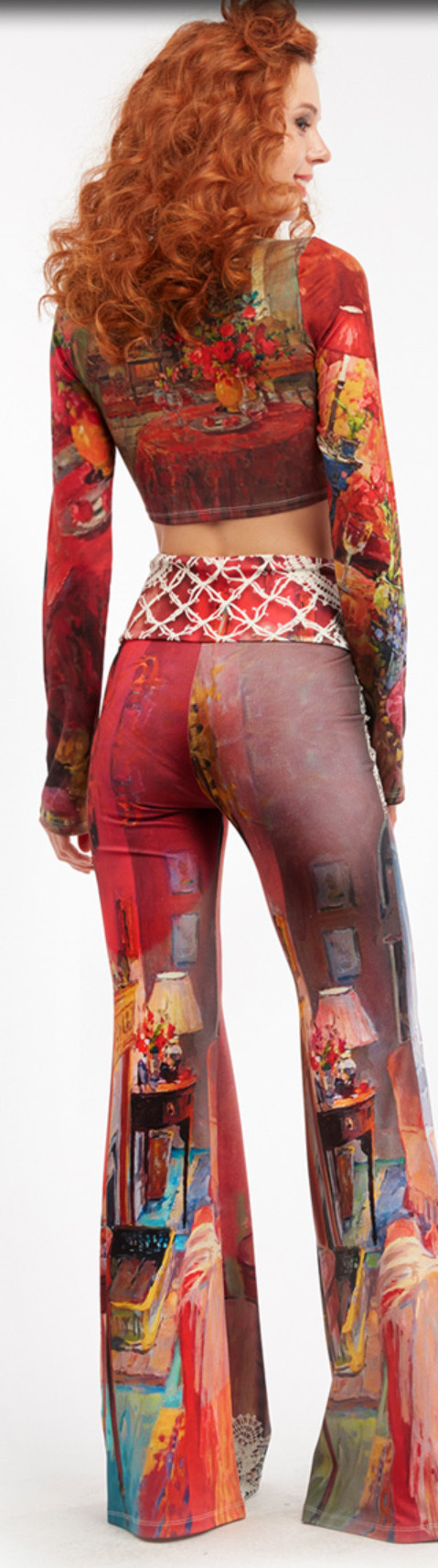 IPNG: Pink Painted Living Room Poetic Layers Crop Top & Flared Pant (Can be ordered as a 2-pc or separates!)
