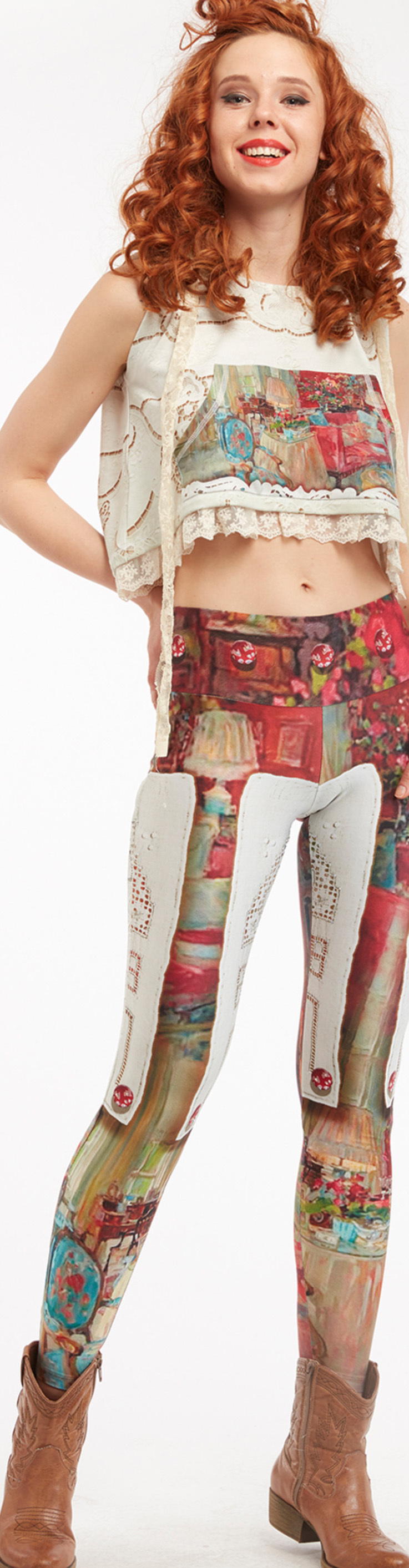 IPNG: Backwards Pink Living Room Illusion Poetic Layers Legging
