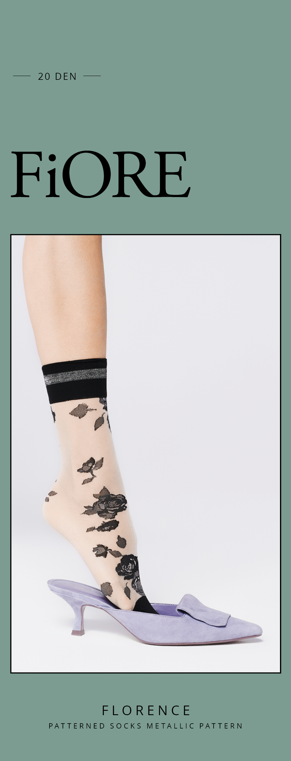 Fiore: Black Rose of Florence Trouser Socks