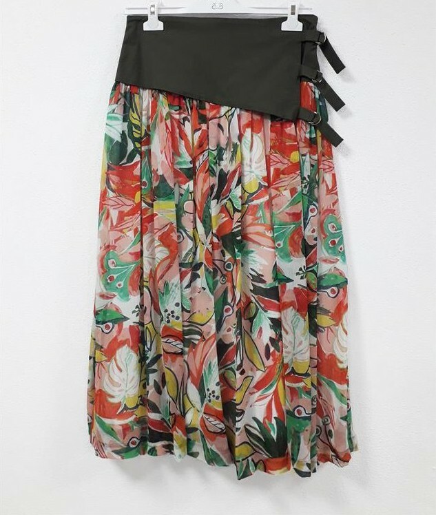 Paul Brial: Tropical Champagne Art Midi Skirt PB_PLAYA