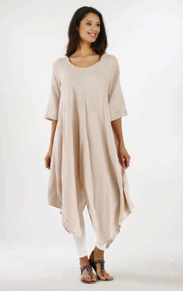 Luna Luz: Asymmetrical Extra Long Linen Tunic (Ships Immed in Linen and Lapis Blue!)