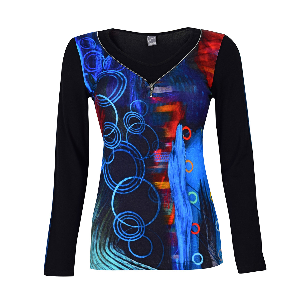 Simply Art Dolcezza: Distilling Color Zip Neck Abstract Art Top (1 Left!)