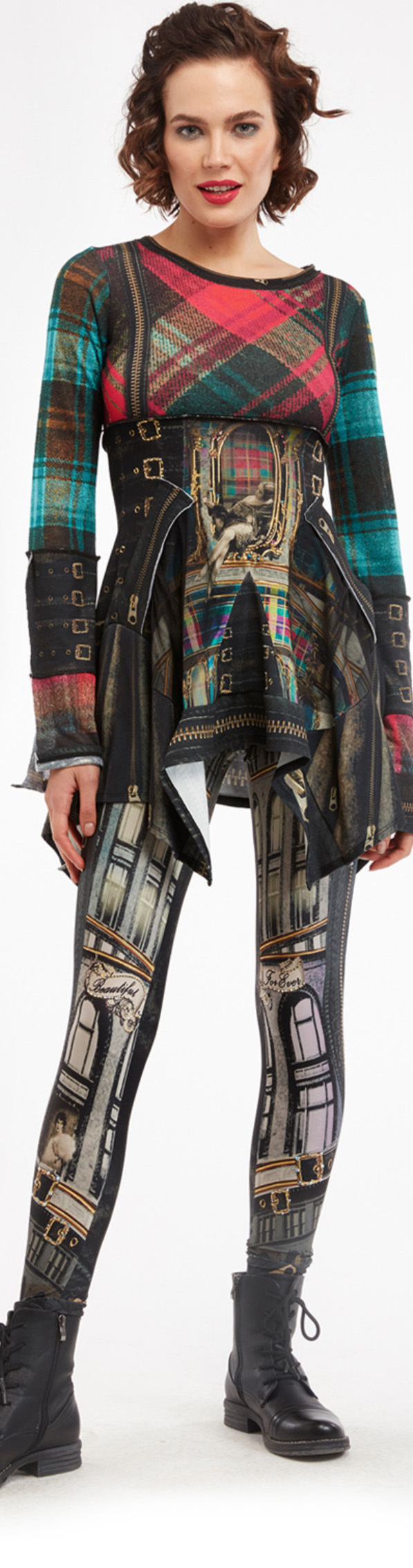 IPNG: Biker Chic Let It Snow Plaid Illusion Asymmetrical Tunic