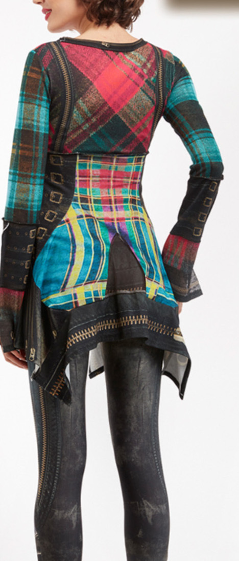 IPNG: Biker Chic Let It Snow Plaid Illusion Asymmetrical Tunic