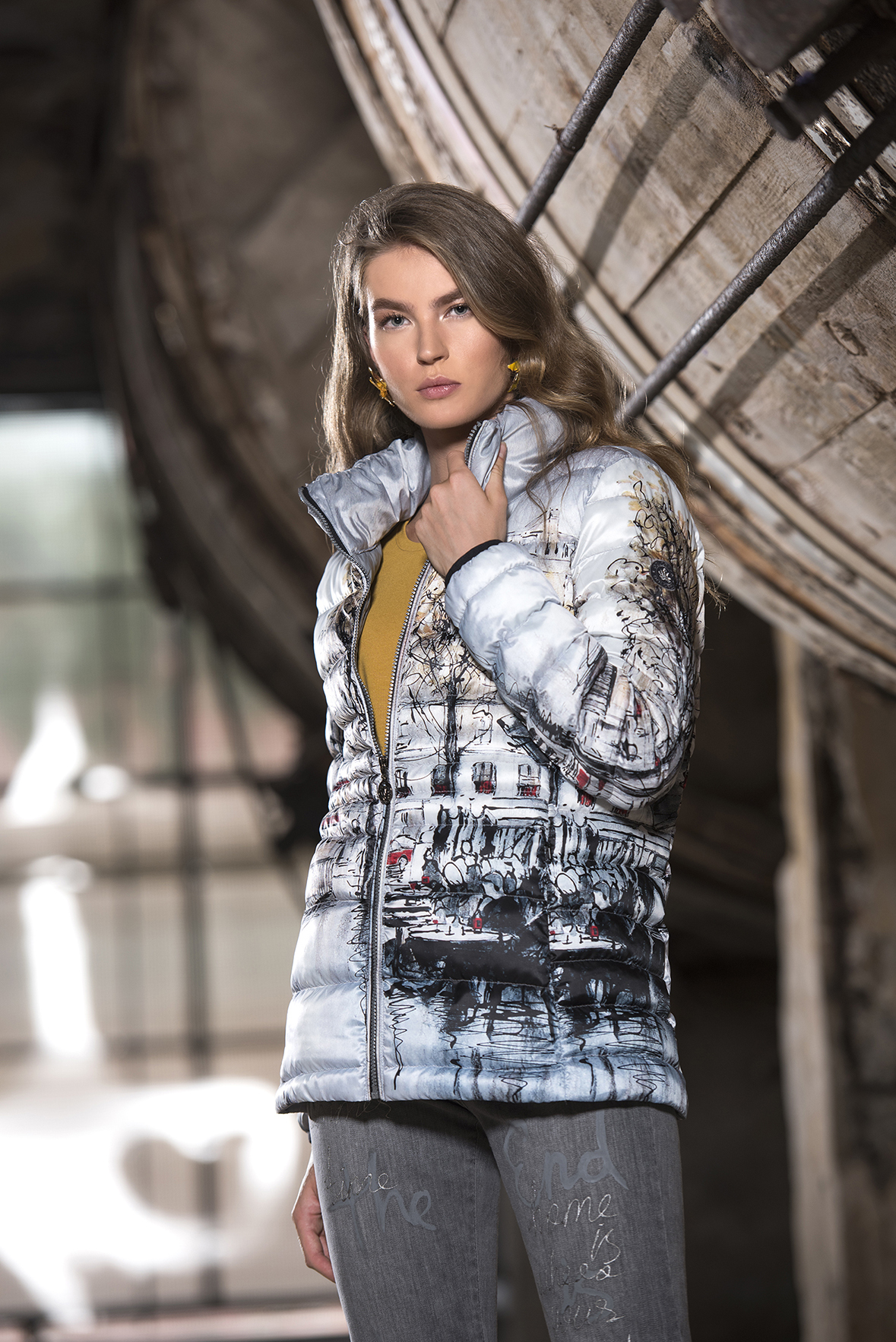 Simply Art Dolcezza: Parisian Life Abstract Art Puffer Jacket (1 Left!) Dolcezza_SimplyArt_59821