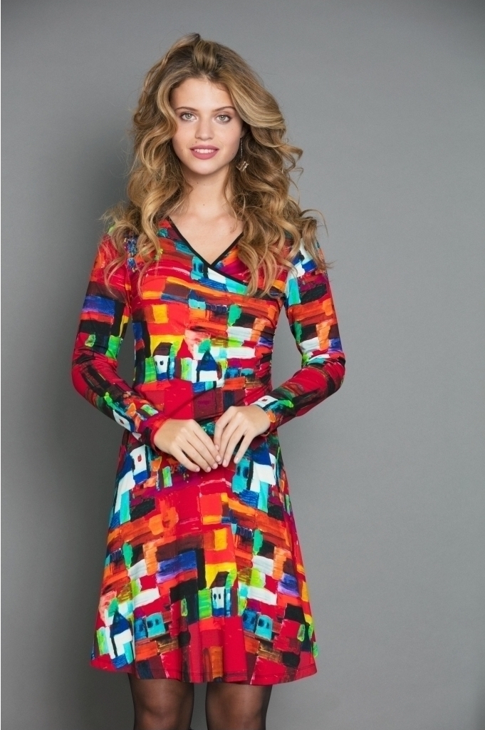 Maloka: French Fairytale Village Abstract Art Crossover Dress (Few Left!) MK_VERTIGE_N1