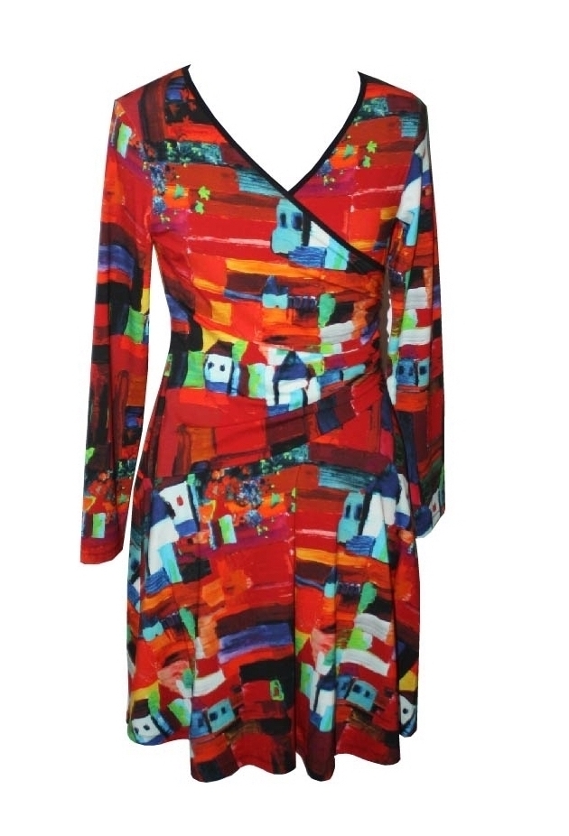 Maloka: French Fairytale Village Abstract Art Crossover Dress (Few Left!)