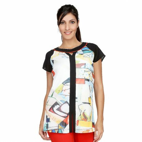 S'Quise Paris: Keyhole Abstract Art Tunic SQ_T2004_N