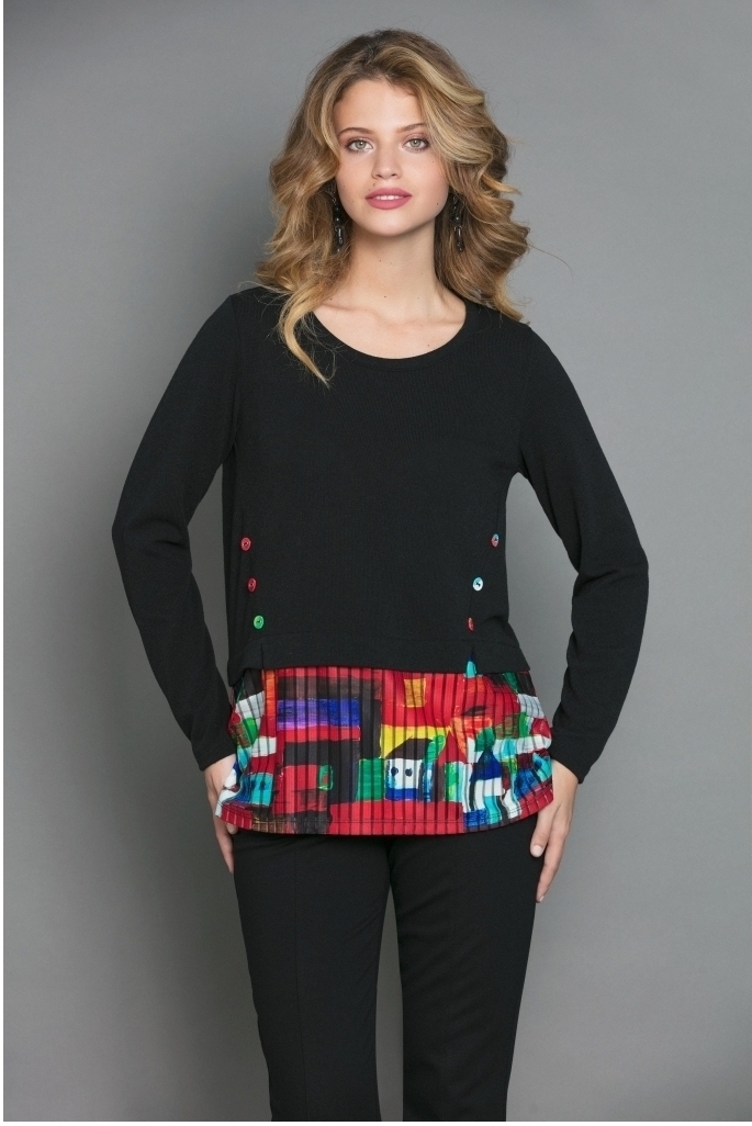 Maloka: French Fairytale Village Abstract Art Flared Sweater Tunic (More Arrived!) MK_VALMOR_N1